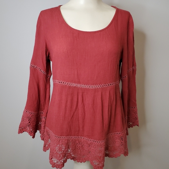 ILLA ILLA Rose Colored Baby Doll Top - Picture 1 of 4